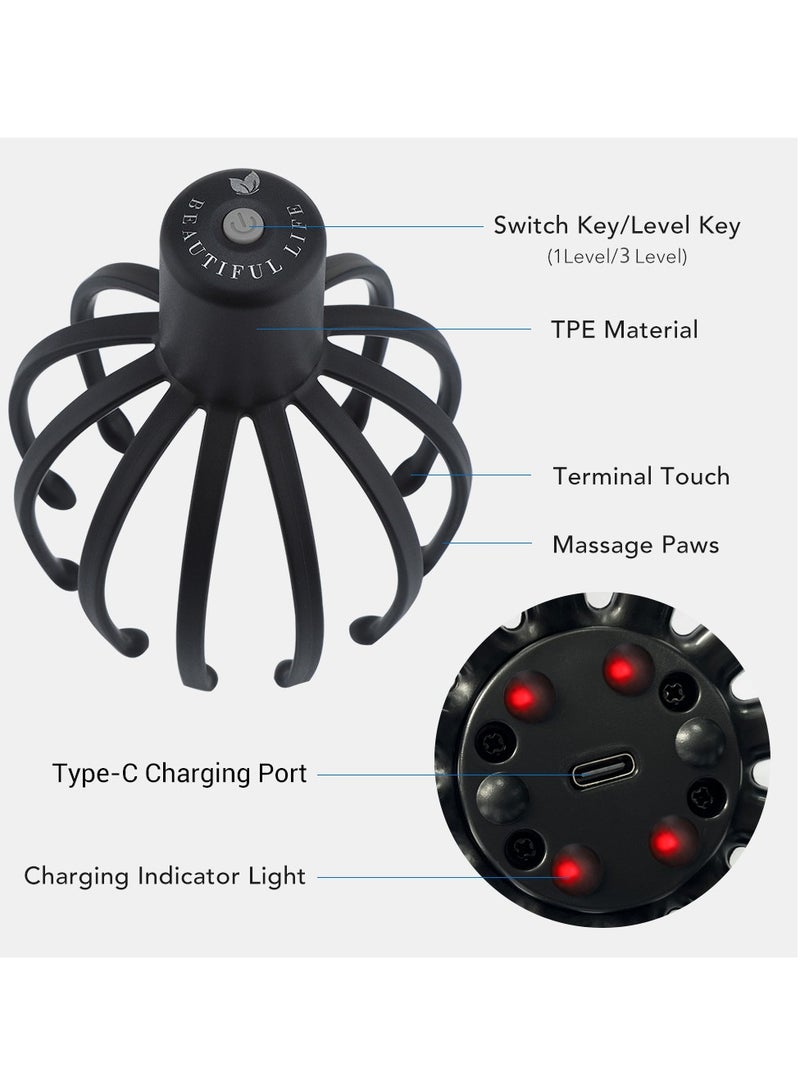 general Multi-claw electric massager head scalp kneading massager octopus electric head massage claw (black) - Image 2