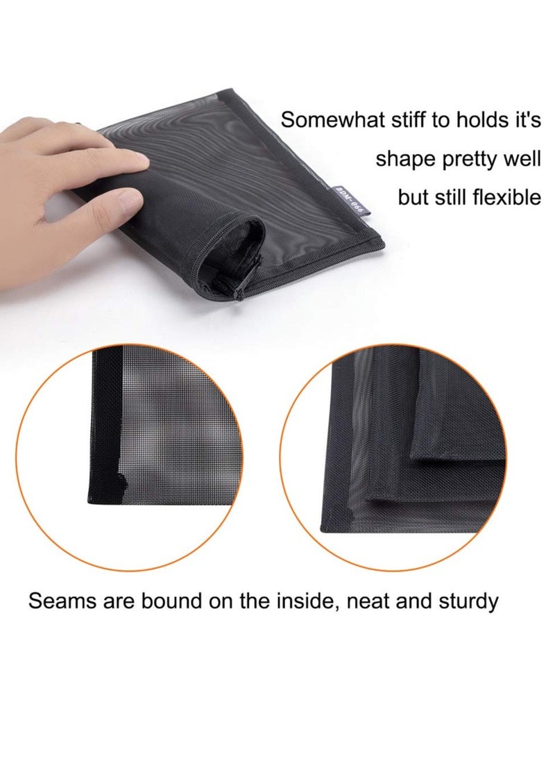 HRX Package HRX Package Nylon Mesh Cosmetic Zipper Bags, 6PCS Black Makeup Pouches Travel Organizer Case for Purse Diaper Bag (A5 x 3pcs, A6 x 3pcs)  - Image 4