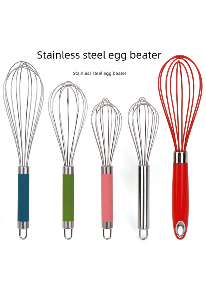 Generic - Manual Stainless Steel Egg Beater Cream Whisk Handheld Mixer Kitchen Baking Small Tool Egg Yolk Separator White Whisk-Color:Medium Spring Handle Egg Beater * No. 215 * - Image 1