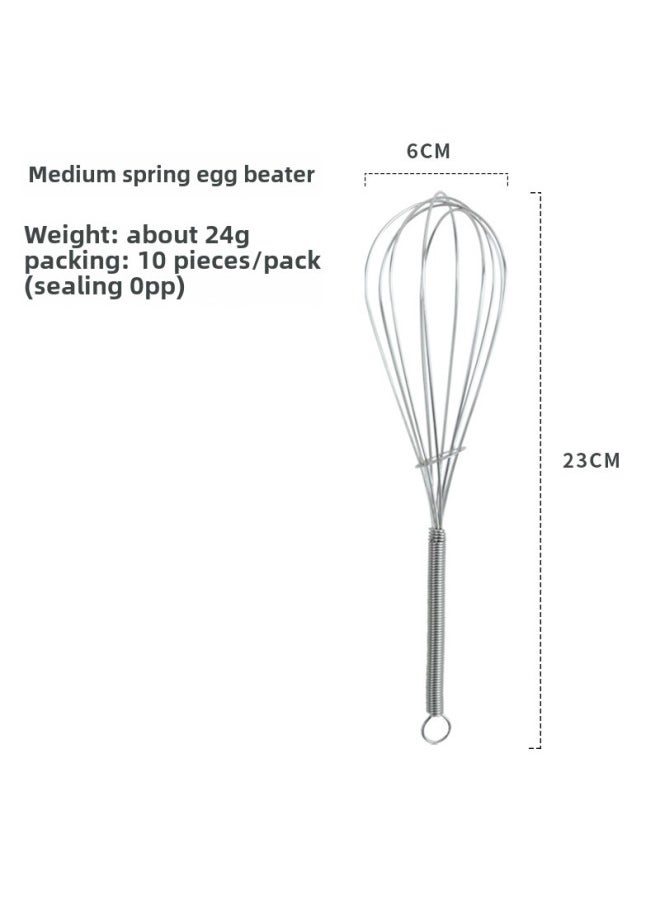 Generic - Manual Stainless Steel Egg Beater Cream Whisk Handheld Mixer Kitchen Baking Small Tool Egg Yolk Separator White Whisk-Color:Medium Spring Handle Egg Beater * No. 215 * - Image 1