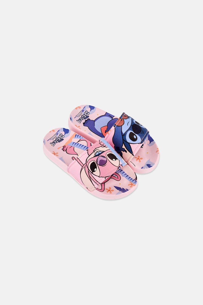 Disney Kids Girl Stitch Slip on Slides, Pink - Image 2