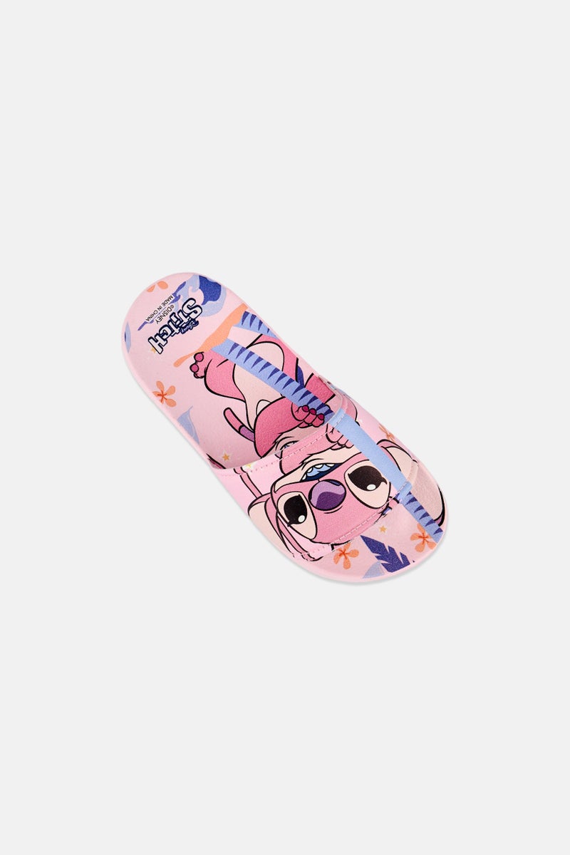 Disney Kids Girl Stitch Slip on Slides, Pink - Image 4