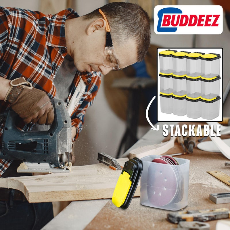 Buddeez Bits and Bolts Storage Containers - Storage Bins with Lids - Bulk Organizer for Workshop, Pantry, or Garage Supplies - 1 Quart 12 Pack - Image 2