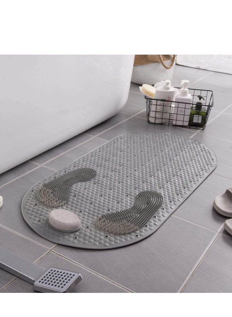 ميكسد 80x40cm فرك القدم وسادة دش ، حجر الخفاف فرك القدم ، البيضاوي حوض الاستحمام وسادة ، وسادة حمام مع قارب دليل شفط كأس استنزاف حفرة ، حجر الخفاف تدليك القدم - Image 2