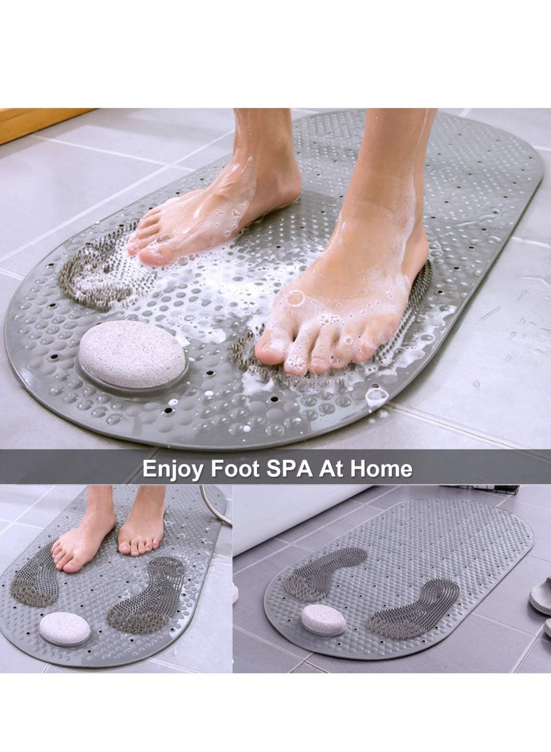 ميكسد 80x40cm فرك القدم وسادة دش ، حجر الخفاف فرك القدم ، البيضاوي حوض الاستحمام وسادة ، وسادة حمام مع قارب دليل شفط كأس استنزاف حفرة ، حجر الخفاف تدليك القدم - Image 4