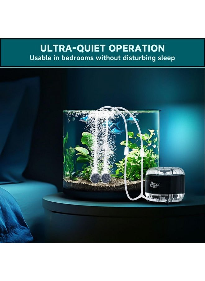 AQQA - AQQA Fish Tank Air Pump,8W/12W Powerful Adjustable Aquarium Air Pumps,Ultra-Silent Oxygen Bubble Pump,for Freshwater and Saltwater,with 2 Air Stone,Air Hose,2 Check Valves (8W) - Image 1
