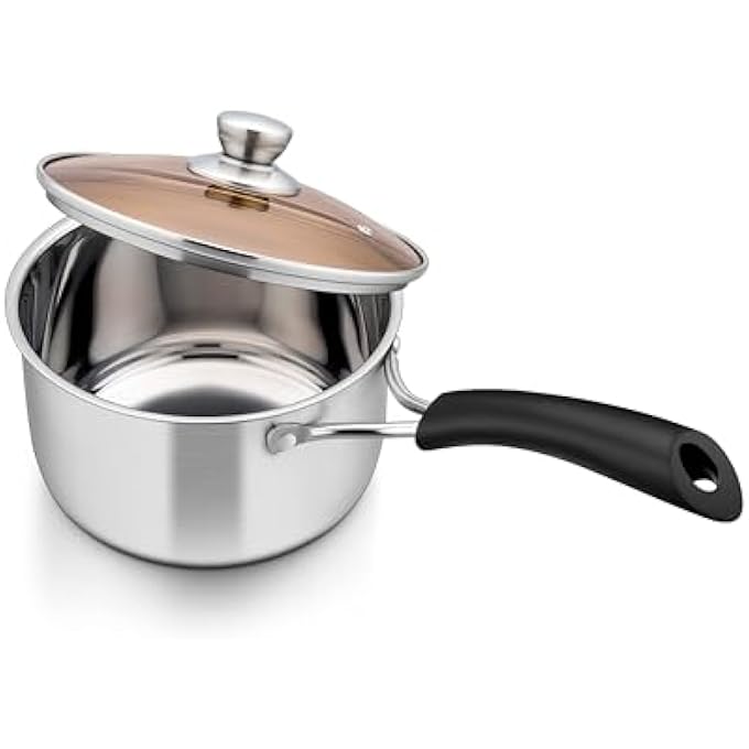 NALACAL Saucepan With Lid 1810 Stainless Steel Small Sauce Pan Pot 1Qt Saucepan For Gas Electric Stove Top Camping Rust Free Healthy  Non Toxic MultiUse  Dishwasher Safe1 Quart - Image 1