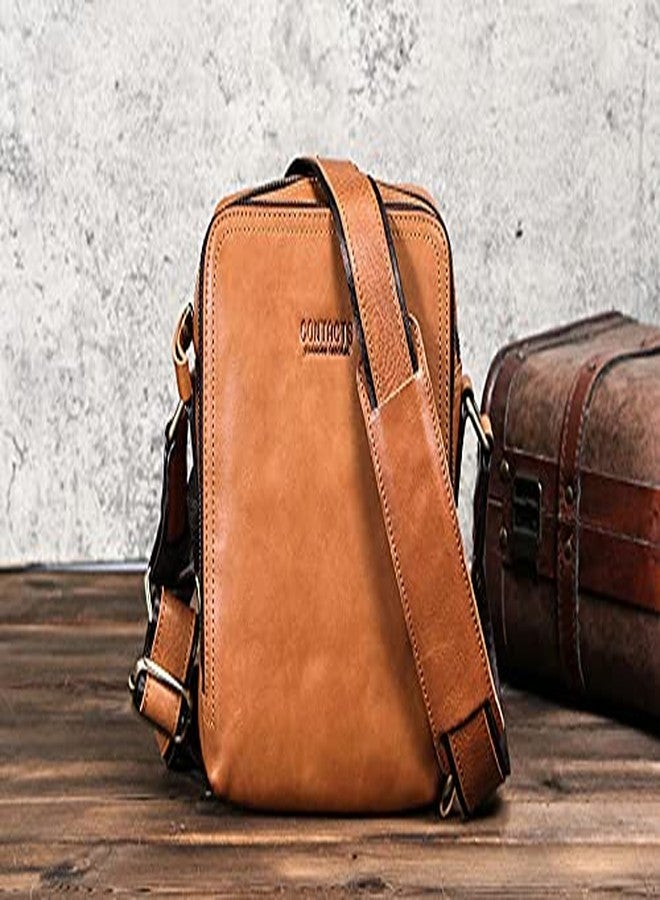 كونتاكتس حقيبة كتف/حقيبة كروس/حقيبة كتف من الجلد الطبيعي للرجال والنساء من كونتاكتس (لون بني فاتح) متوافقة مع أجهزة آيباد وأجهزة الكمبيوتر المحمولة الصغيرة أو الأجهزة اللوحية حتى 9 بوصات - 09 - Image 4