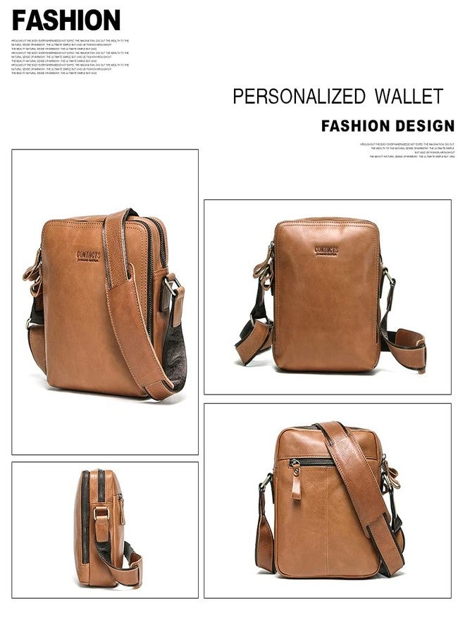 كونتاكتس حقيبة كتف/حقيبة كروس/حقيبة كتف من الجلد الطبيعي للرجال والنساء من كونتاكتس (لون بني فاتح) متوافقة مع أجهزة آيباد وأجهزة الكمبيوتر المحمولة الصغيرة أو الأجهزة اللوحية حتى 9 بوصات - 09 - Image 2