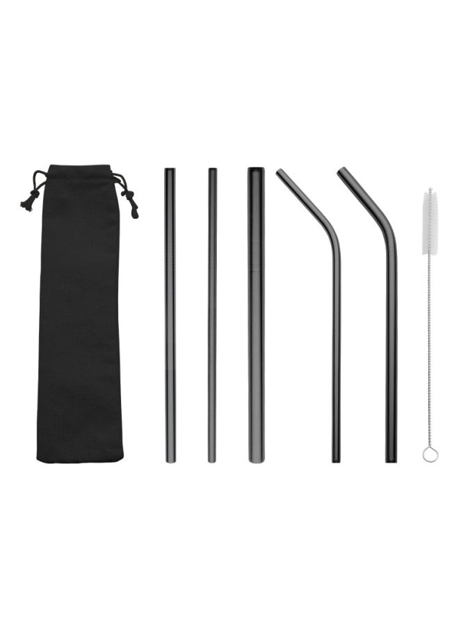 Generic - Factory Wholesale 304 Stainless Steel Straw Silicone Set Creative Beverage Coffee Color Milk Tea Metal Straw Spoon-Color:12*215mm Oblique Mouth-Specifications:20mm Big Brush - Image 1
