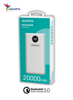 ADATA Power Bank P20000QCD | 20,000 mAh | Fast Charging Qualcomm QC 3.0 USB Type-C and Type-A | Compatible with iPhone, Samsung, iPad, and More 18 watt | White  - Image 2