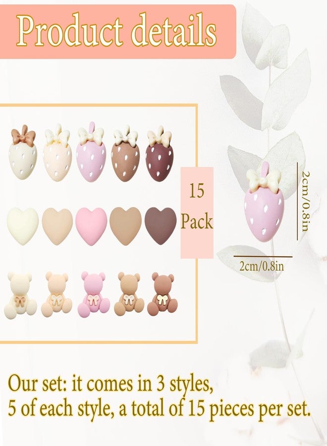 YOJO 15Pcs Strong Fridge Magnets, Cute Heart Bear Strawberry Shaped Decorative Magnets, Colorful Refrigerator Magnets for Locker, Cabinet, White Board, Kitchen, Office, Classroom - Image 2