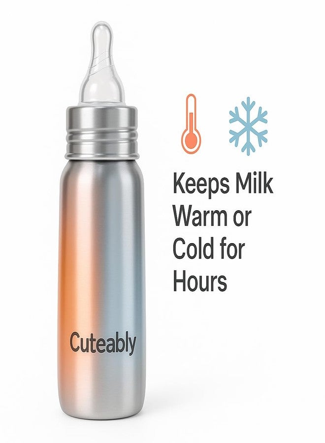 Cuteably Kids Stainless Steel BPA-Free Wide Mouth Anti-Colic Bottle | Rust-Free Baby Bottle (200 ML) - Image 2