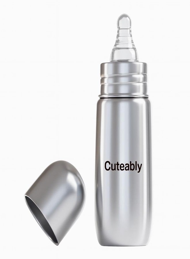 Cuteably Kids Stainless Steel BPA-Free Wide Mouth Anti-Colic Bottle | Rust-Free Baby Bottle (200 ML) - Image 1