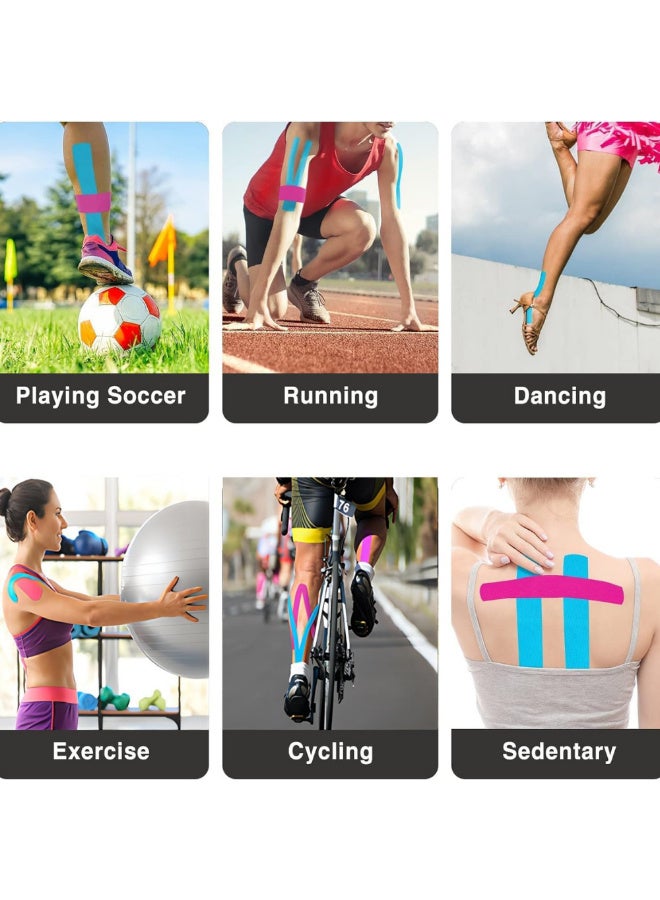 ماكدو 40 شريطًا رياضيًا مقطوعًا مسبقًا لدعم المفاصل وتخفيف آلام العضلاتشريط رياضي مرن، شريط لاصق مضاد للحساسية مقاوم للماء للكاحلين والركبتين والكتفين والساقين - الجري وجميع الأنشطة - Image 3