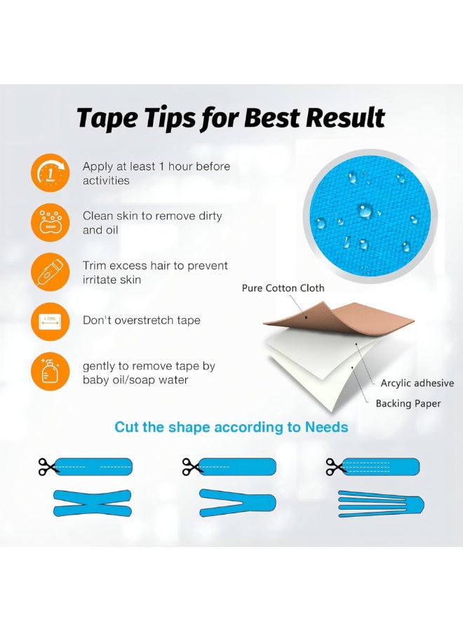 ماكدو 40 شريطًا رياضيًا مقطوعًا مسبقًا لدعم المفاصل وتخفيف آلام العضلاتشريط رياضي مرن، شريط لاصق مضاد للحساسية مقاوم للماء للكاحلين والركبتين والكتفين والساقين - الجري وجميع الأنشطة - Image 4