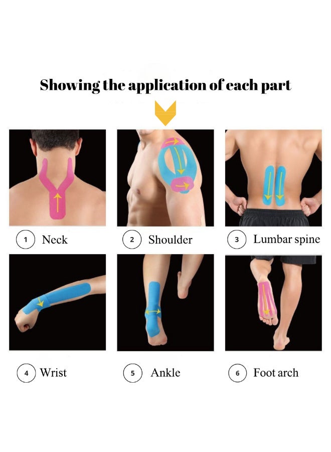 ماكدو 40 شريطًا رياضيًا مقطوعًا مسبقًا لدعم المفاصل وتخفيف آلام العضلاتشريط رياضي مرن، شريط لاصق مضاد للحساسية مقاوم للماء للكاحلين والركبتين والكتفين والساقين - الجري وجميع الأنشطة - Image 2
