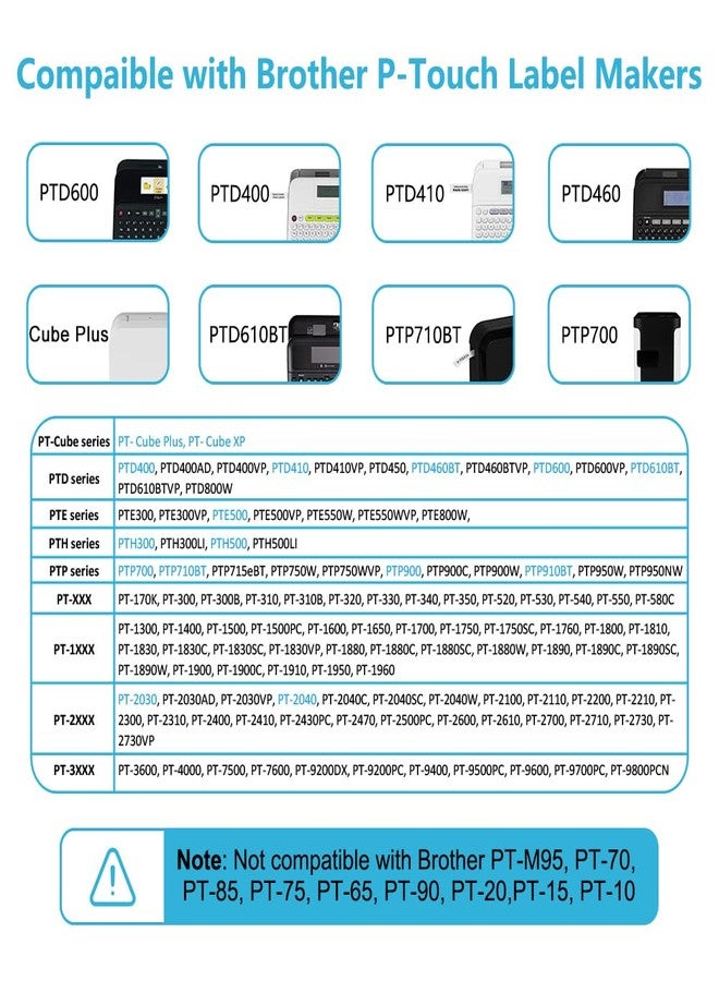 Hehua Compatible Label Tape Replacement for Brother P-Touch Label Maker Tape TZe-241 TZe241 TZ-241 TZe Tape 18mm 0.7 Laminated White for Ptouch PTD400 PTD600 PTP750W PT1880 ( Black on White, 4 Pack ) - Image 2