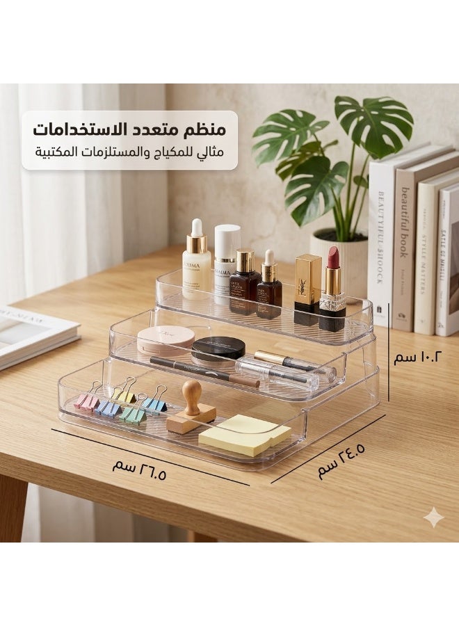 منظم أكريليك شفاف متعدد الاستخدامات بـ 3 مستويات للمكياج، التوابل، والمستلزمات المكتبية - Image 4