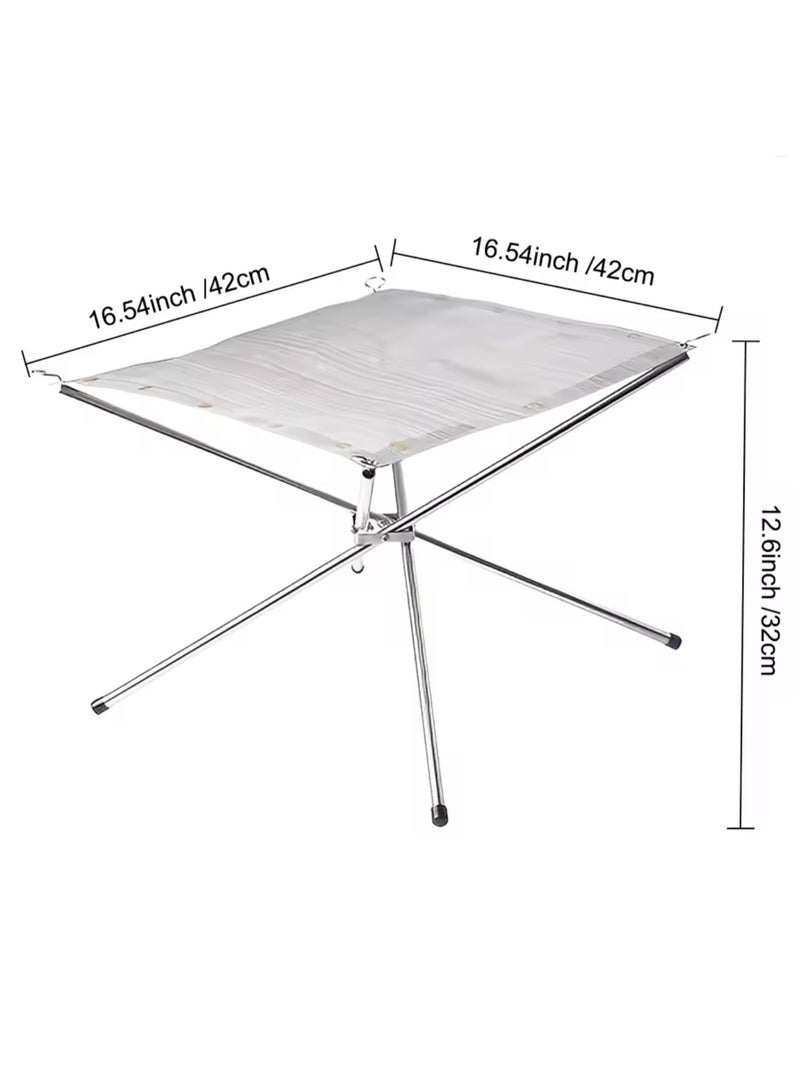 Stainless Steel Camping Campfire Fire Rack Portable Outdoor Fire Pit Foldable Mesh Fire Pit Camping Supplies BBQ Bonfire Size: 42cm - Image 2