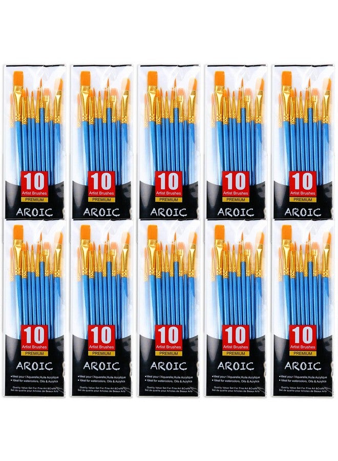 ارويك مجموعة فرش الرسم من AROIC، عبوة من 100 فرشاة رسم أكريليك، فرش رسم فنية للرسم الزيتي والمائي والأكريليك والوجه والصخور (أزرق) - Image 1