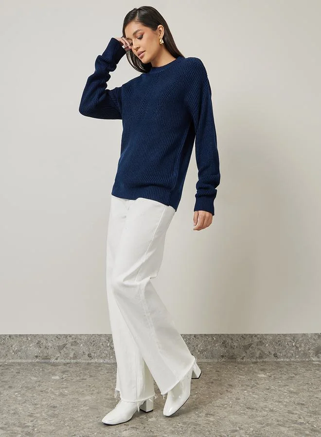 Styli Regular Fit Chunky Knit Round Neck Sweater