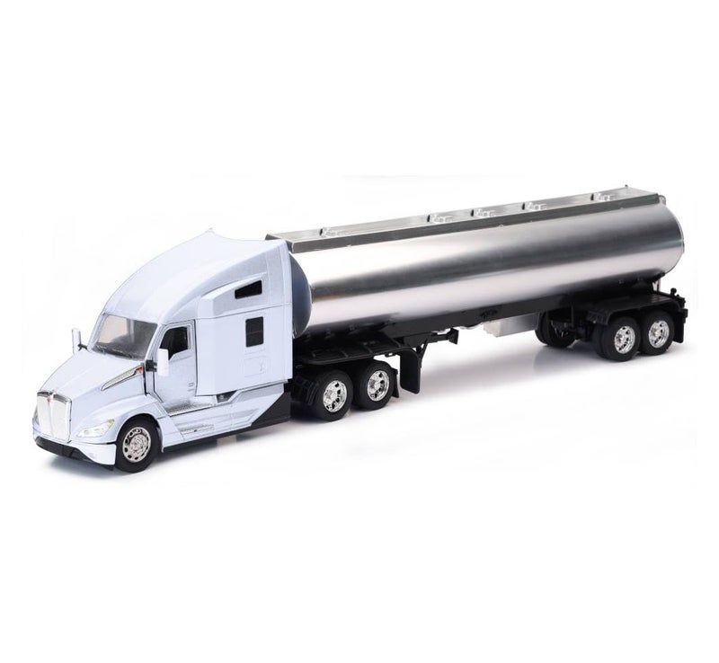 NewRay Kenworth T680 Truck White with Oil Tanker Trailer Chrome Long Haul Trucker Series 132 Scale Diecast Model by NewRay - Image 3