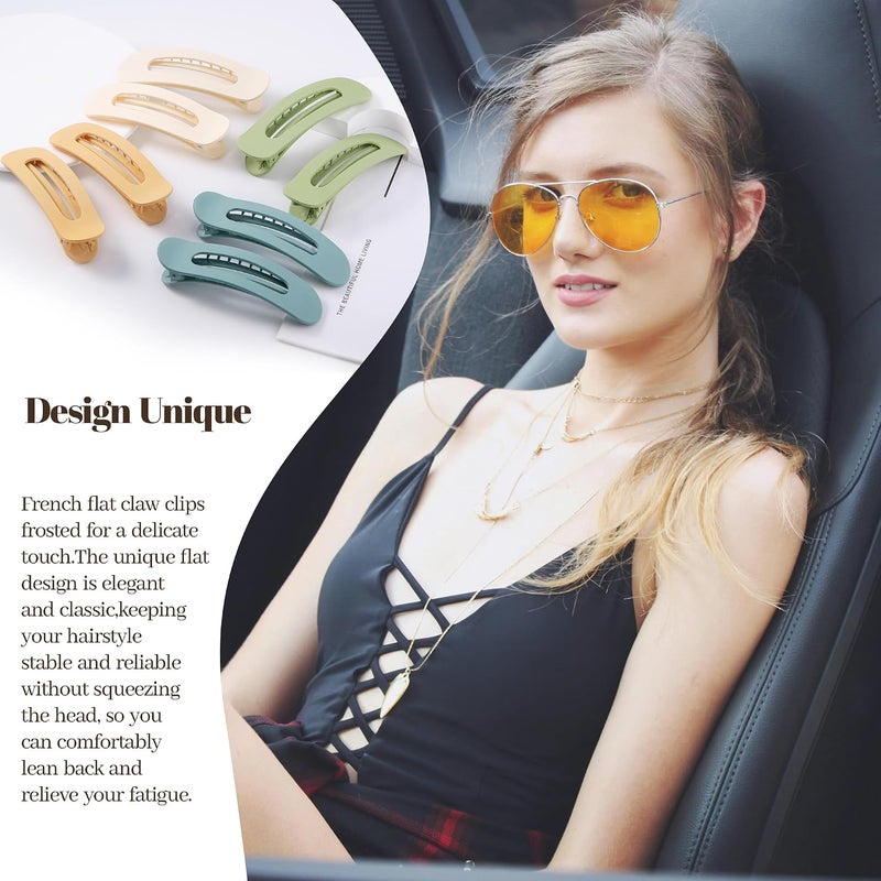 Cptots 8 Pcs Large Lay Flat Claw Clips for Women French Side Slide Barrettes for Thick Thin Hair Rectangle Alligator Hair Accessories,Beige Orange Blue Green - Image 5