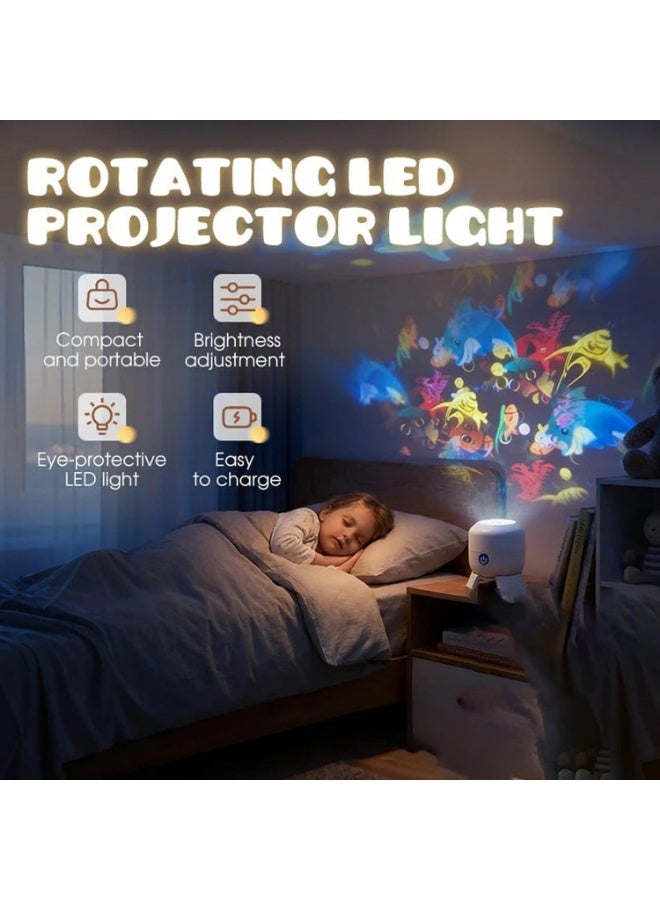 مصباح عرض LED دوار ديناميكي، مصباح ليل بحري دوار بزاوية 360 درجة، مصباح عرض للأطفال قابل لتعديل السطوع عبر USB، مناسب لغرفة النوم والتأمل والاسترخاء والحمام، هدايا للأطفال والكبار - Image 2