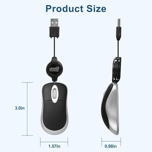 EEEKit Ultra Compact 3-Button USB Mouse, Black, 3 x 1.57 x 0.98 in - Image 2