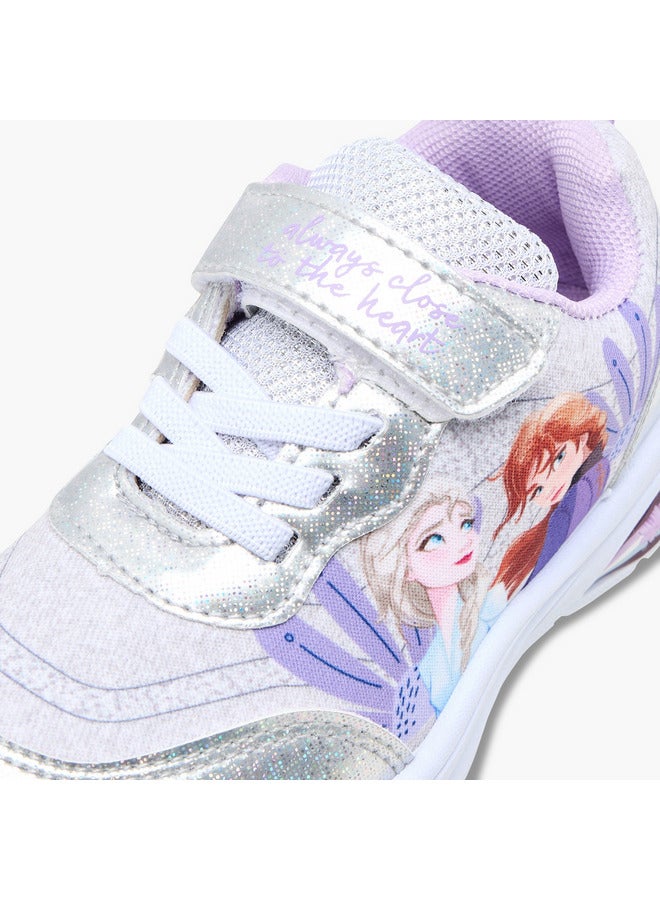 Disney Girls Frozen Print Light-Up Sneakers with Hook and Loop Closure - Image 5