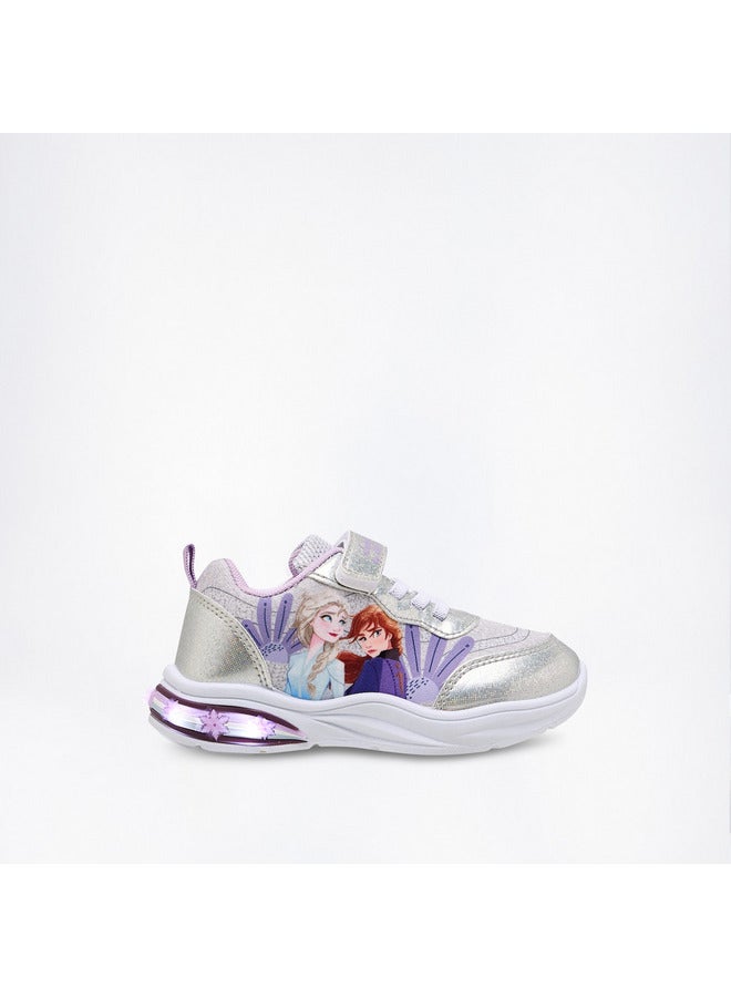 Disney Girls Frozen Print Light-Up Sneakers with Hook and Loop Closure - Image 4