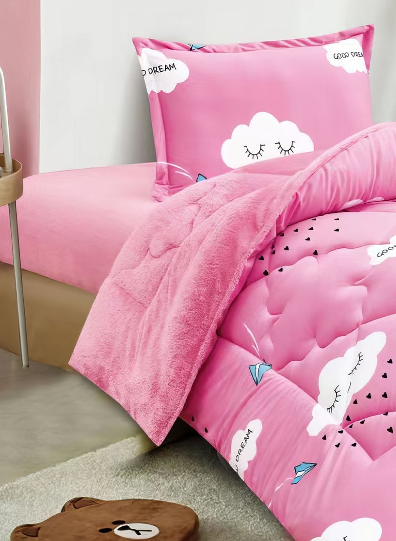 مينج لي طقم لحاف شتوي للأطفال مكون من 3 قطع مقاس مفرد 170x220 سم يتضمن لحافًا وملاءة مناسبة وشام وسادة متعدد الألوان - Image 3