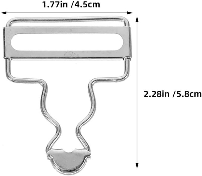 Metal Suspender Buckles Overall Clasp Replacement, 3.5cm Bright Silver Adjustable Buckle Set for Denim Overalls, 4 Pieces Multi-use Clothing Clips for Sewing and Repair - Image 2