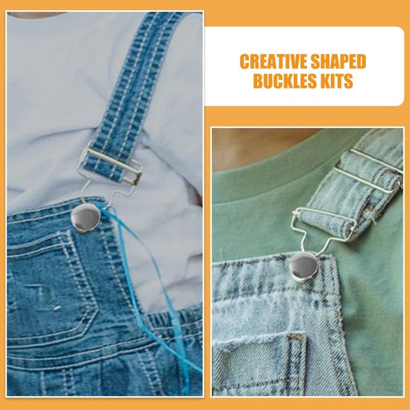 Metal Suspender Buckles Overall Clasp Replacement, 3.5cm Bright Silver Adjustable Buckle Set for Denim Overalls, 4 Pieces Multi-use Clothing Clips for Sewing and Repair - Image 5