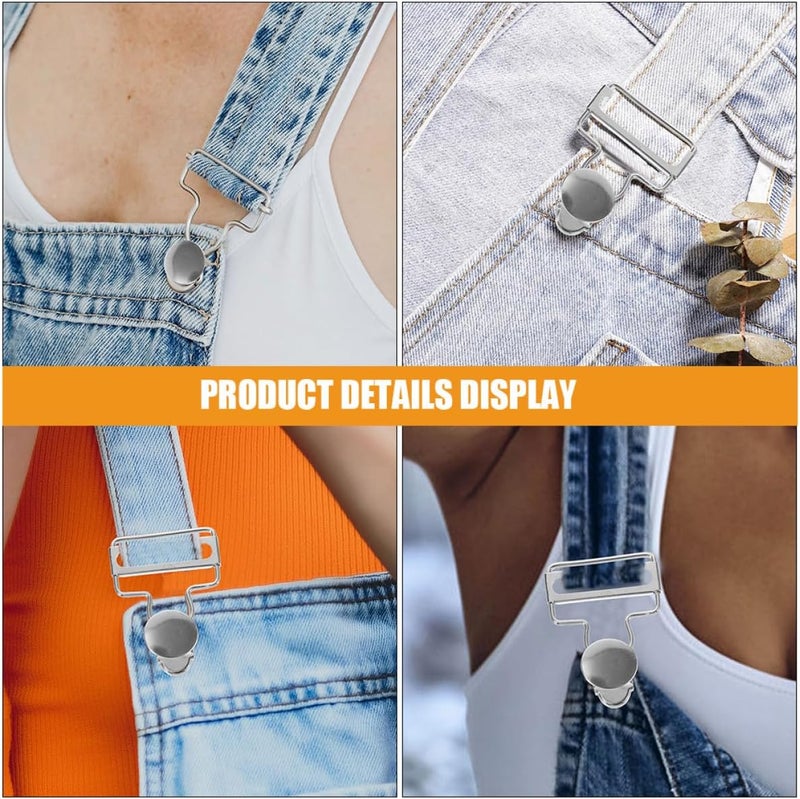 Metal Suspender Buckles Overall Clasp Replacement, 3.5cm Bright Silver Adjustable Buckle Set for Denim Overalls, 4 Pieces Multi-use Clothing Clips for Sewing and Repair - Image 4