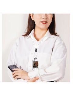 OUYoo OUYoo ID Badge Holder with Lanyard and Retractable Badge Reel Belt Clip,Grey Black Keychain Lanyards Clip on Badge Extender Vertical ID Sleeve.  - Image 2