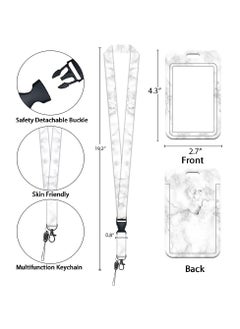 OUYoo OUYoo ID Badge Holder with Lanyard and Retractable Badge Reel Belt Clip,Grey Black Keychain Lanyards Clip on Badge Extender Vertical ID Sleeve.  - Image 5