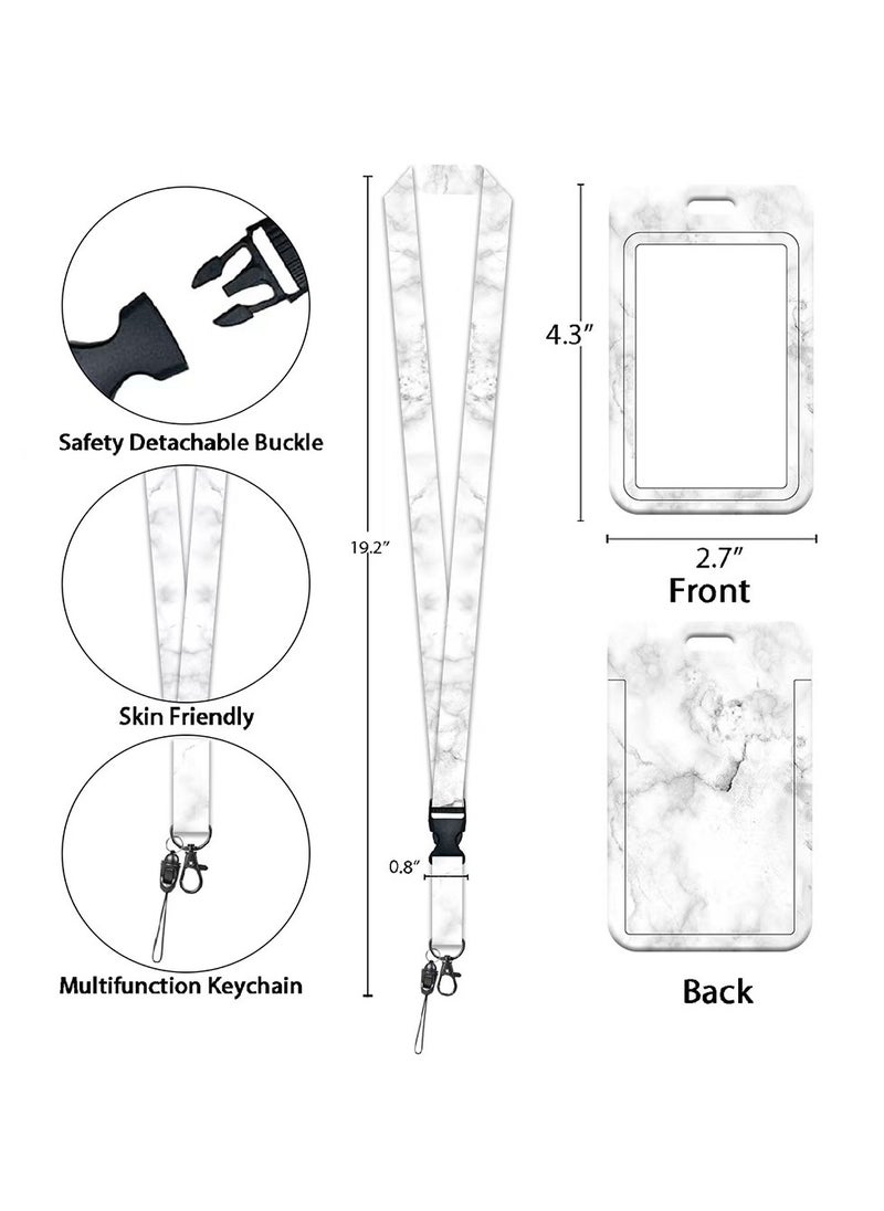OUYoo OUYoo ID Badge Holder with Lanyard and Retractable Badge Reel Belt Clip,Grey Black Keychain Lanyards Clip on Badge Extender Vertical ID Sleeve.  - Image 5