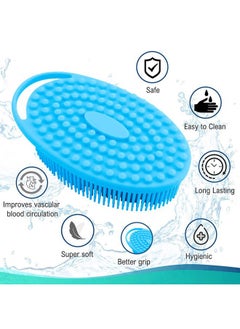 Linkidea Exfoliating Silicone Body Scrubber, 4 Pack Bath Body Brush for Shower, SPA Massage Skin Care Tool for Kids Women Men (Blue, Pink)  - Image 2