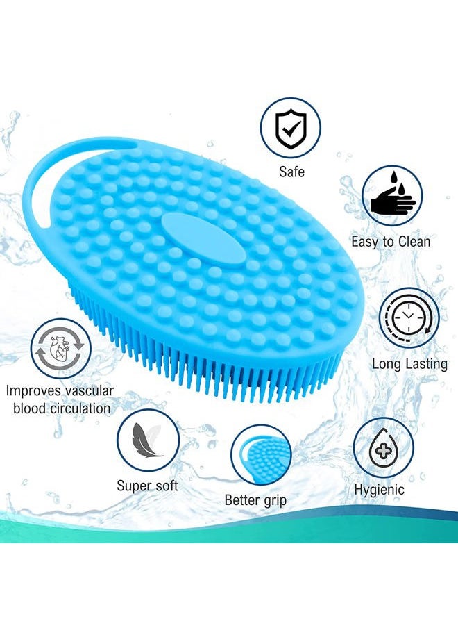 Linkidea Exfoliating Silicone Body Scrubber, 4 Pack Bath Body Brush for Shower, SPA Massage Skin Care Tool for Kids Women Men (Blue, Pink)  - Image 2
