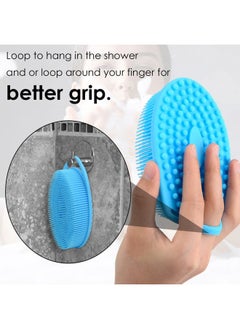 Linkidea Exfoliating Silicone Body Scrubber, 4 Pack Bath Body Brush for Shower, SPA Massage Skin Care Tool for Kids Women Men (Blue, Pink)  - Image 3