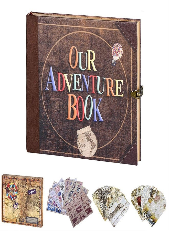LINKEDWIN Our Adventure Book Travel Journal, Vintage Scrapbook, Scrapbooking Journal, Junk Journal, Retro Style Keepsake Journal for Travel, Retirement, Anniversary, Guestbook (Our Adventure Book) - Image 1