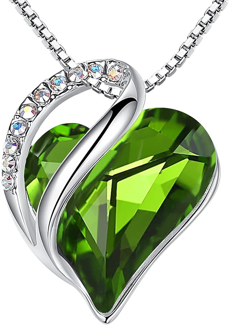 Leafael Valentine's Day Gift Necklaces for Women, Infinity Love Birthstone Heart Crystal Pendant, Birthday Anniversary Jewelry for Wife, Mom, and Her, Silver Plated, 18" + 2" Adjustable Chain - Image 1