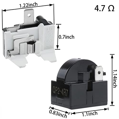 AYLIFU 1pcs QP2-4.7 Ohm PTC Refrigerator Starting Relay 1 pin Refrigerator Start Relay and 1 Piece Refrigerator Overload Protector 1/2 HP - Image 2