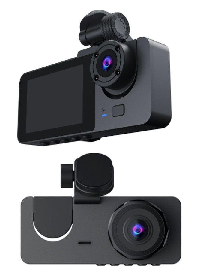 Neutral Dual-channel dashcam for front and interior views, featuring a front 4K HD camera and rear 1080P HD camera. 360° panoramic full HD coverage with wide-angle night vision | G-sensor and loop recording | Wide dynamic range | App Co compatible (Black) - Image 1