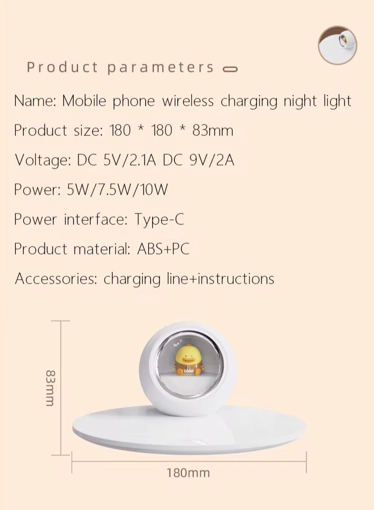 general Wireless Charging Modern Simple Cute Style 15w Wireless Charger With Three Levels Of Adjustable Night Light, Suitable Gift for Boys Birthday Gift - Image 3