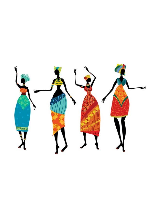 Rangoli Vinyl New Modern Art Four Tribal Ladies Large Wall Stickers Size-50Cm*70Cm - Image 1