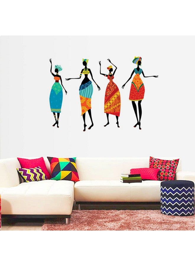 Rangoli Vinyl New Modern Art Four Tribal Ladies Large Wall Stickers Size-50Cm*70Cm - Image 2