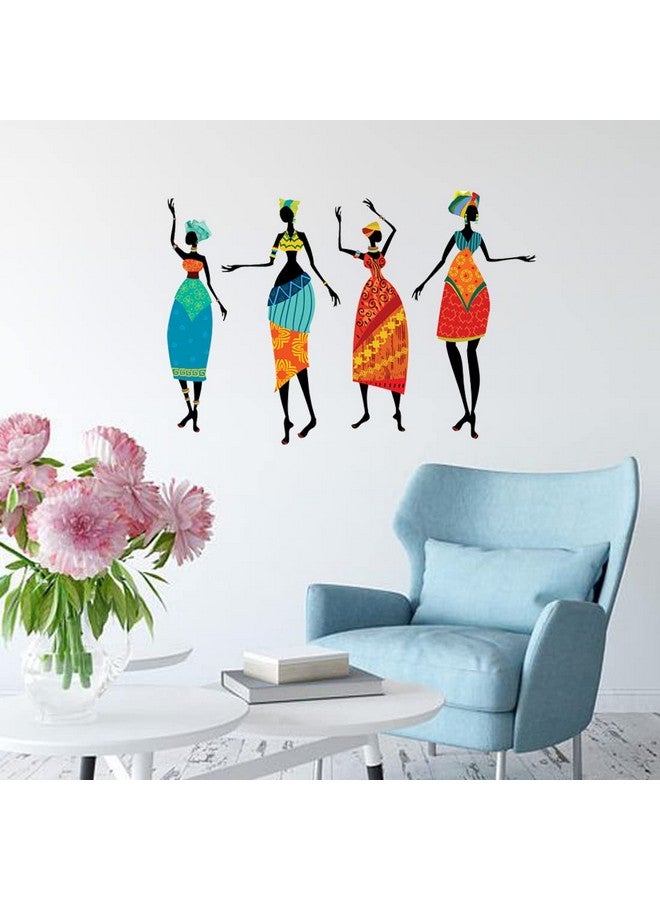 Rangoli Vinyl New Modern Art Four Tribal Ladies Large Wall Stickers Size-50Cm*70Cm - Image 3